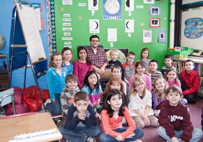 Clinton Elementary School students with John Lofrese '10.